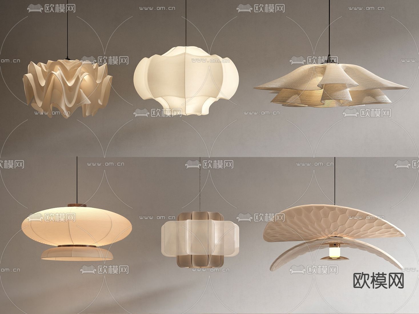 侘寂风吊灯su模型下载（渲染图2）