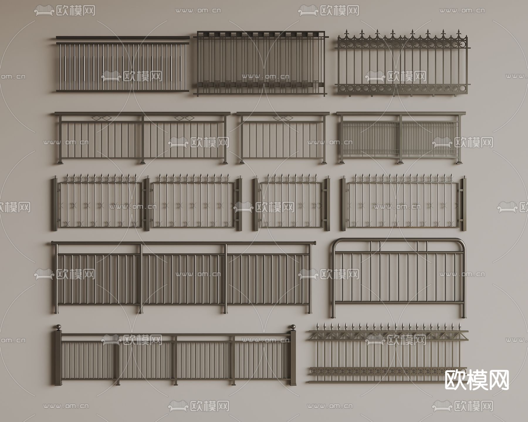 铁艺栏杆 围栏 护栏3d模型下载
