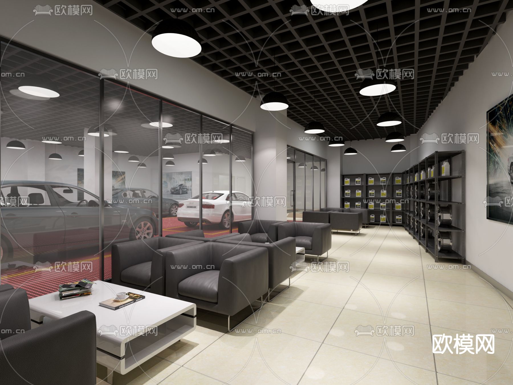 汽修店 洗车行 汽车美容店3d模型下载（渲染图2）