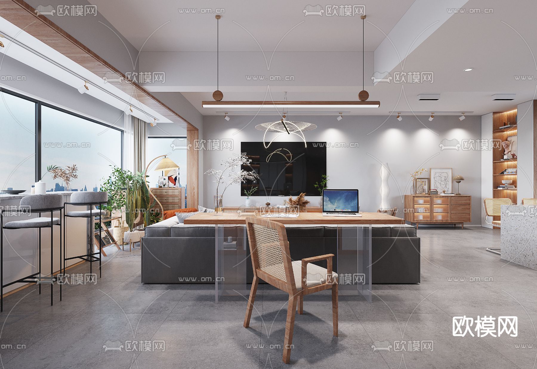 北欧客厅 餐厅3d模型下载（渲染图6）