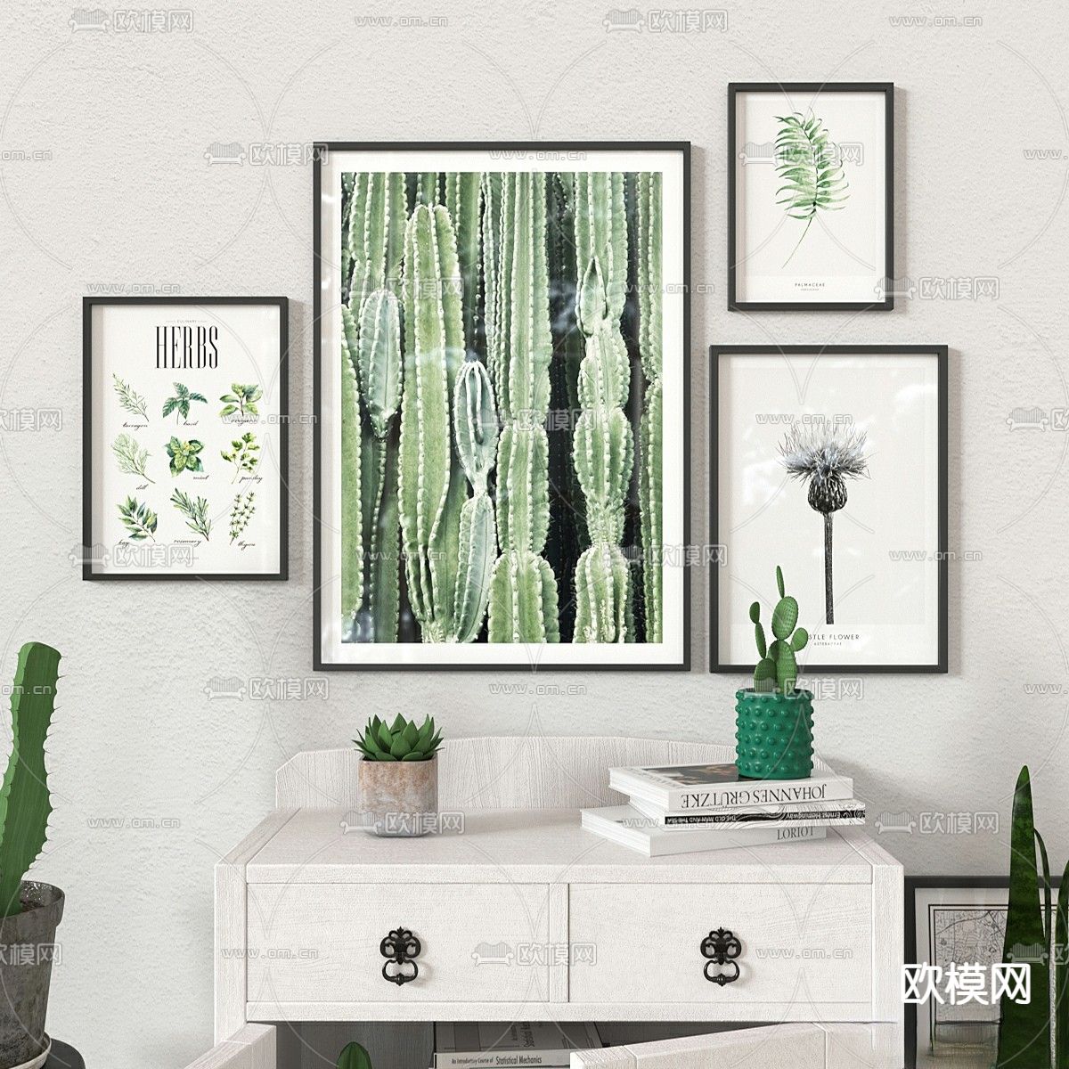 书柜 矮柜3d模型下载（渲染图2）