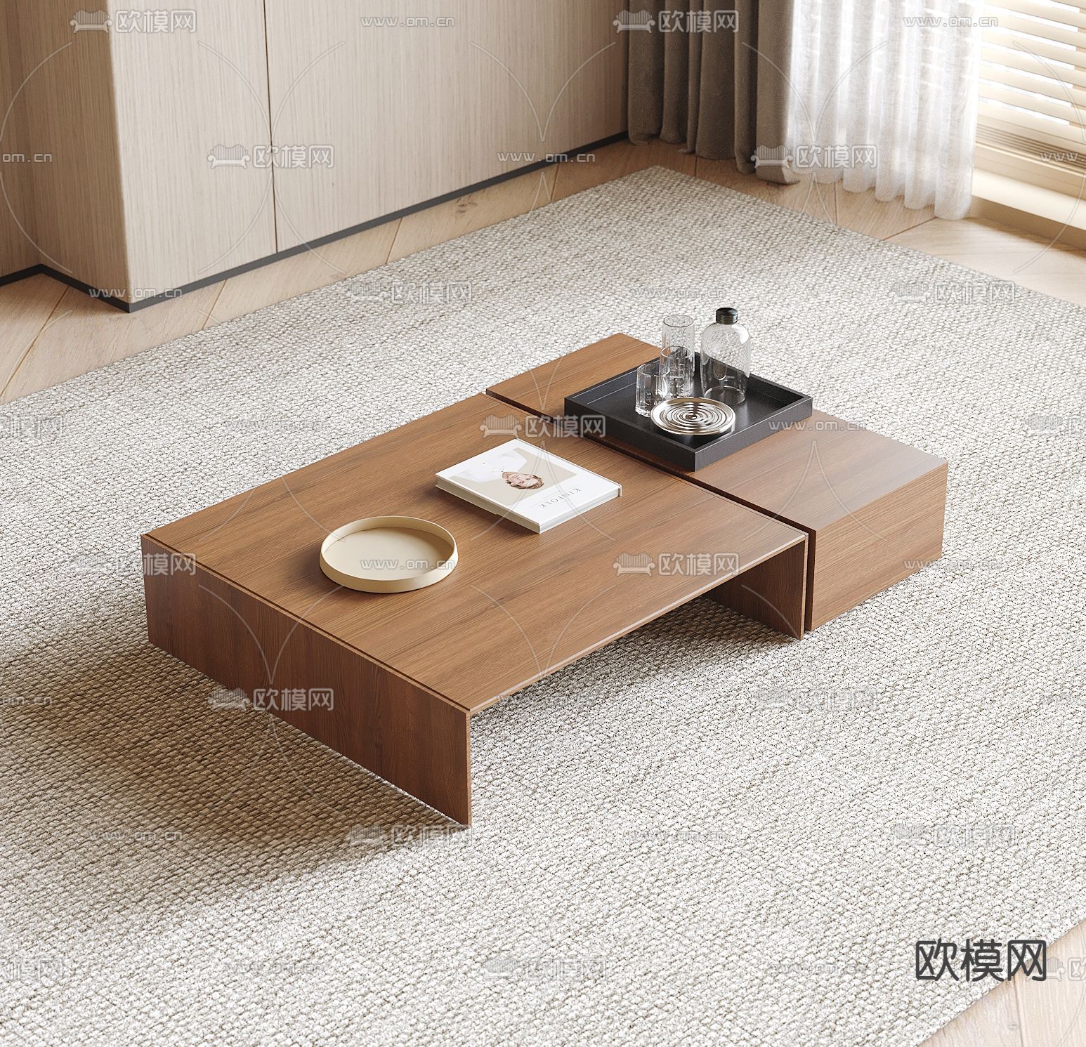 现代茶几su模型下载（渲染图2）