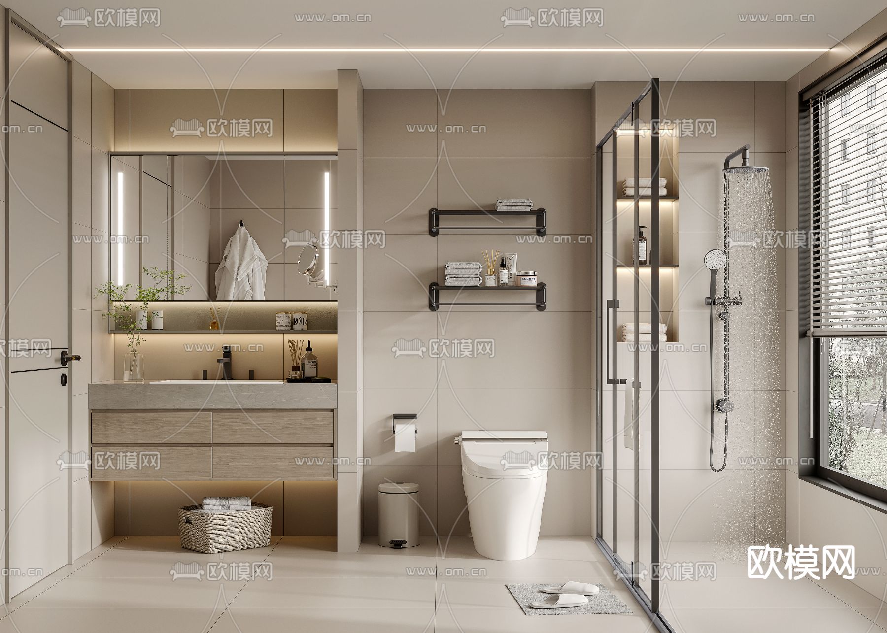 现代卫生间 浴室su模型下载（渲染图2）
