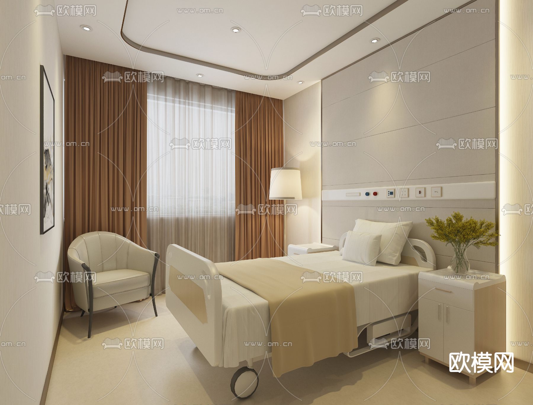 现代医院VIP病房su模型下载（渲染图2）