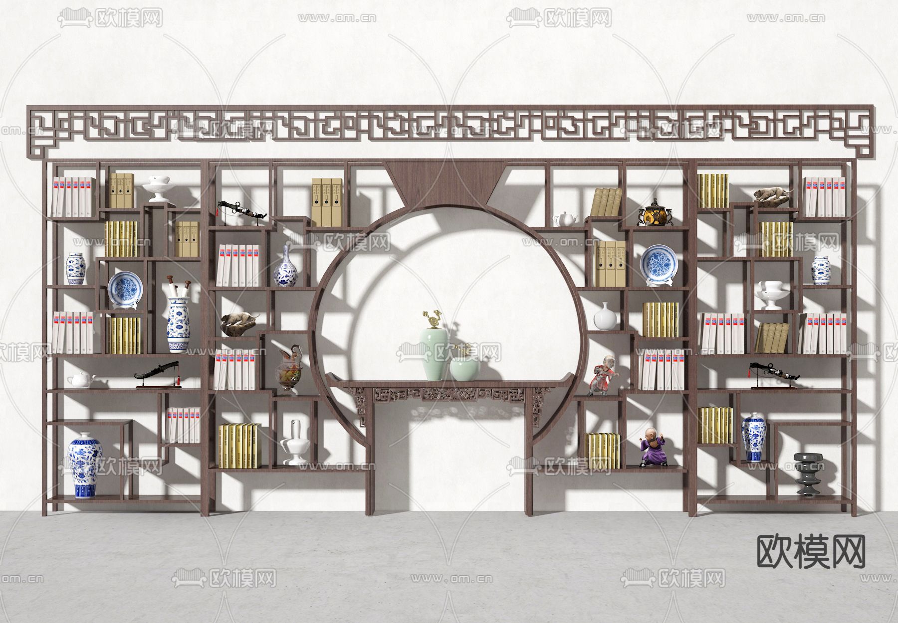 新中式博古架 装饰架su模型下载（渲染图1）