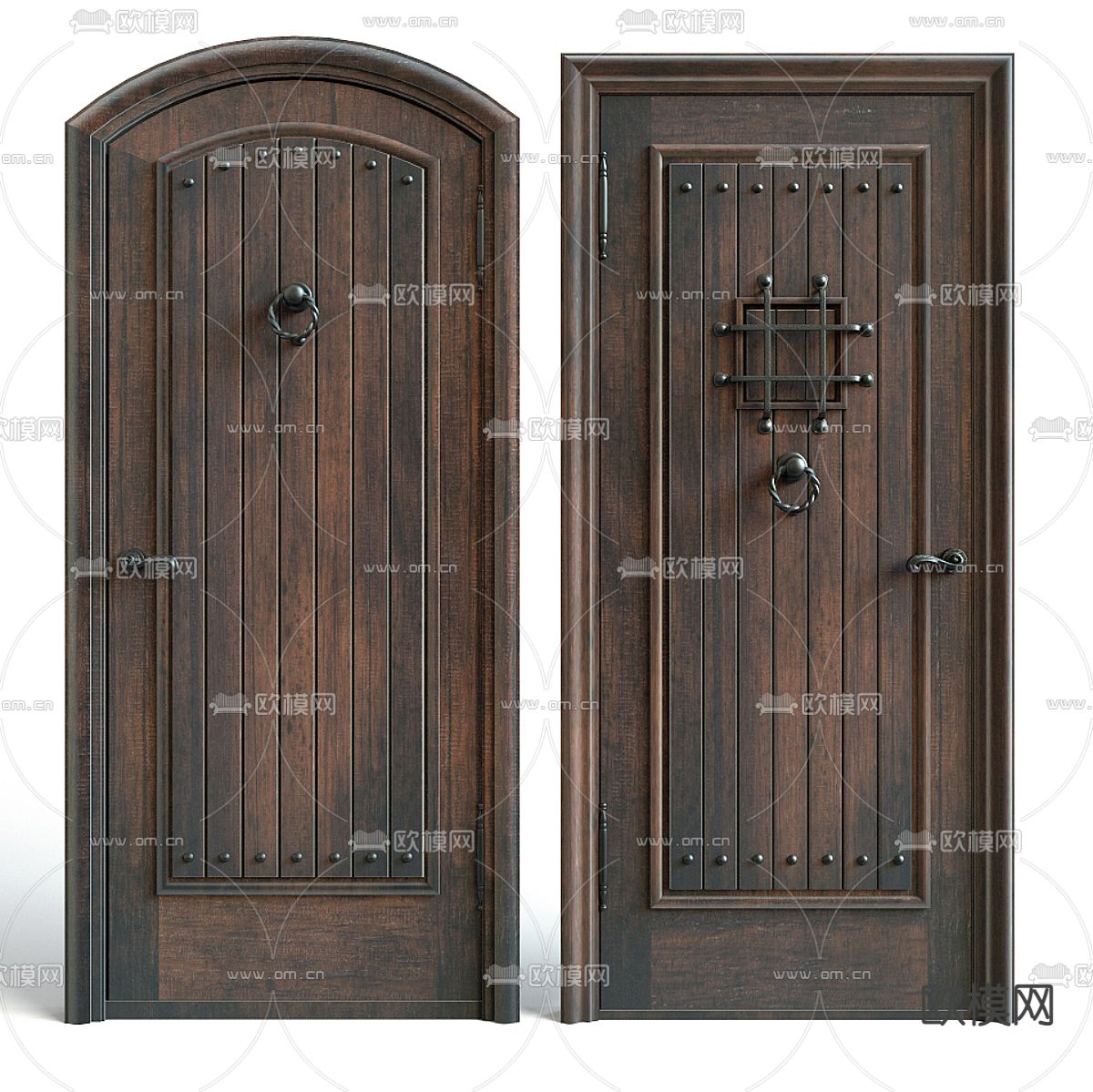美式复古门 单开门 入户门su模型下载（渲染图2）
