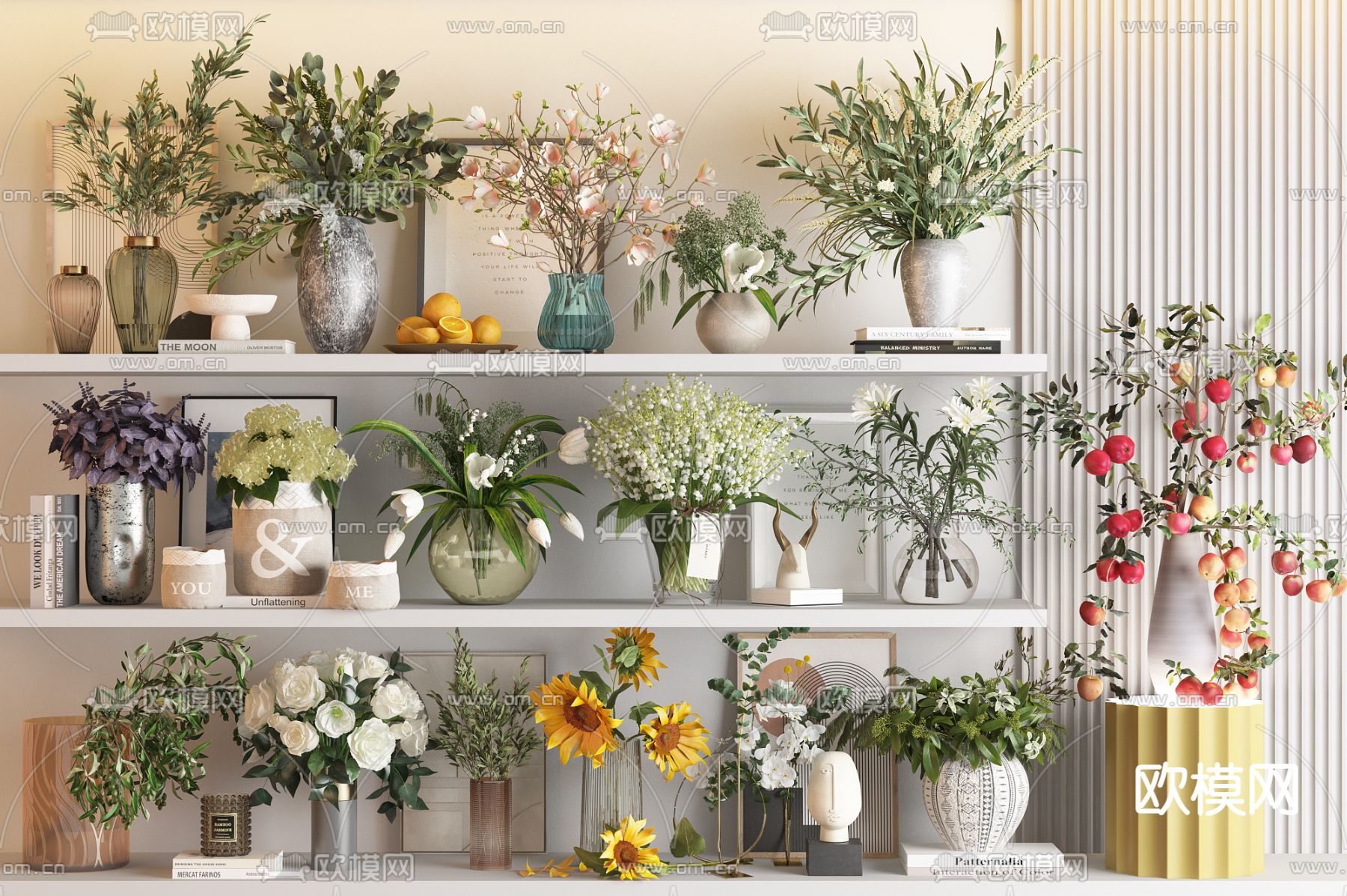 花瓶 花卉 插花 鲜花3d模型下载