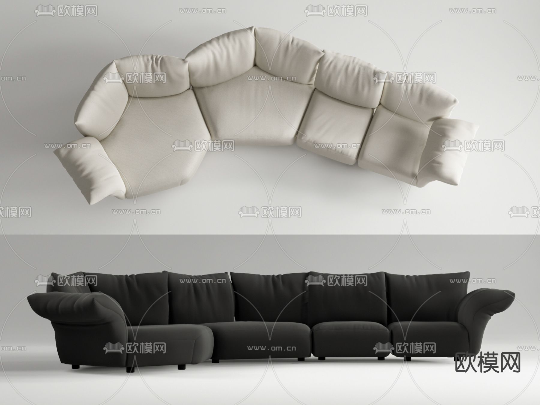 现代多人沙发 异形沙发su模型