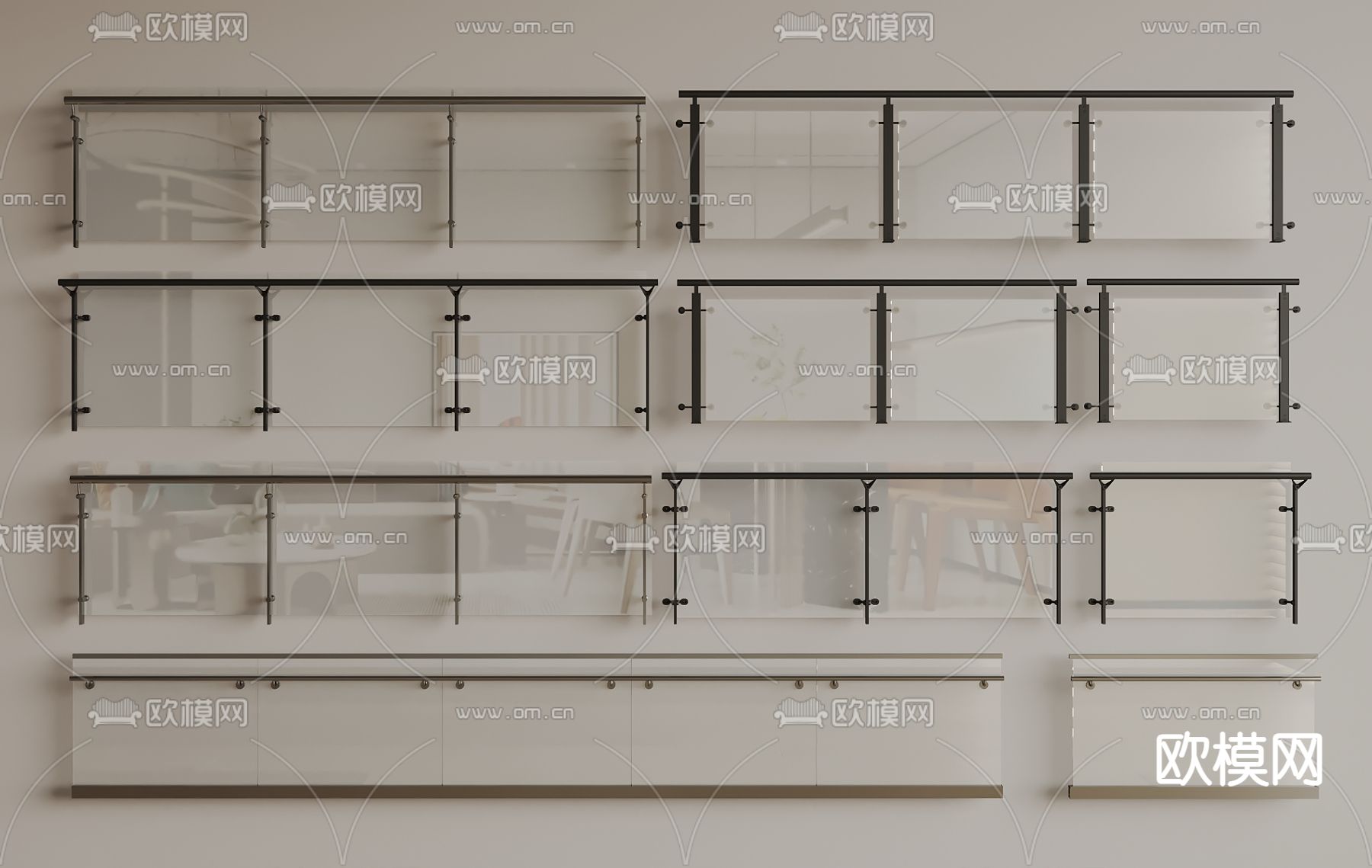 玻璃栏杆 围栏 护栏3d模型下载