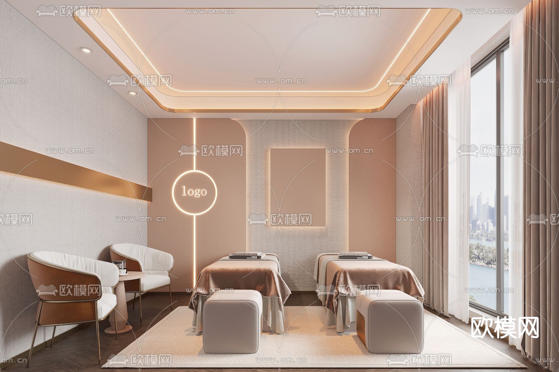 新中式美容院 SPA护理房3d模型下载