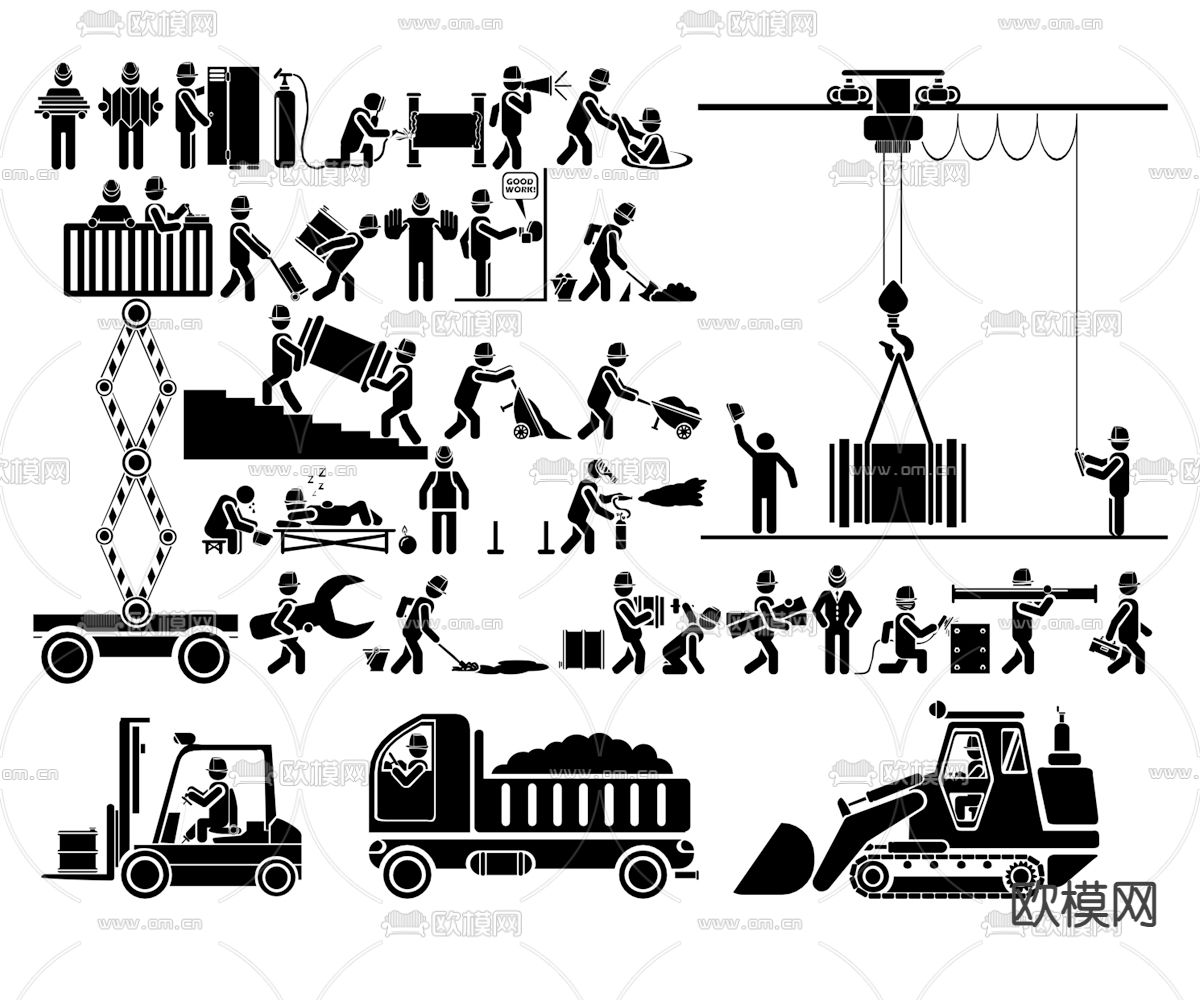 工人剪影 墙饰su模型下载（渲染图1）