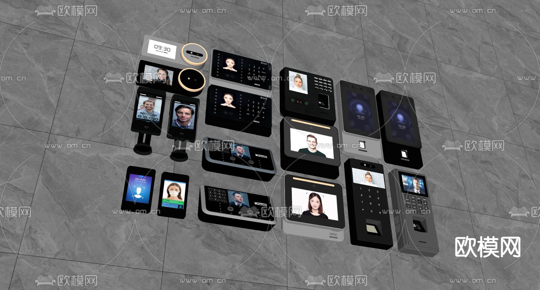 现代门禁机 打卡机 人脸识别机su模型下载（渲染图1）