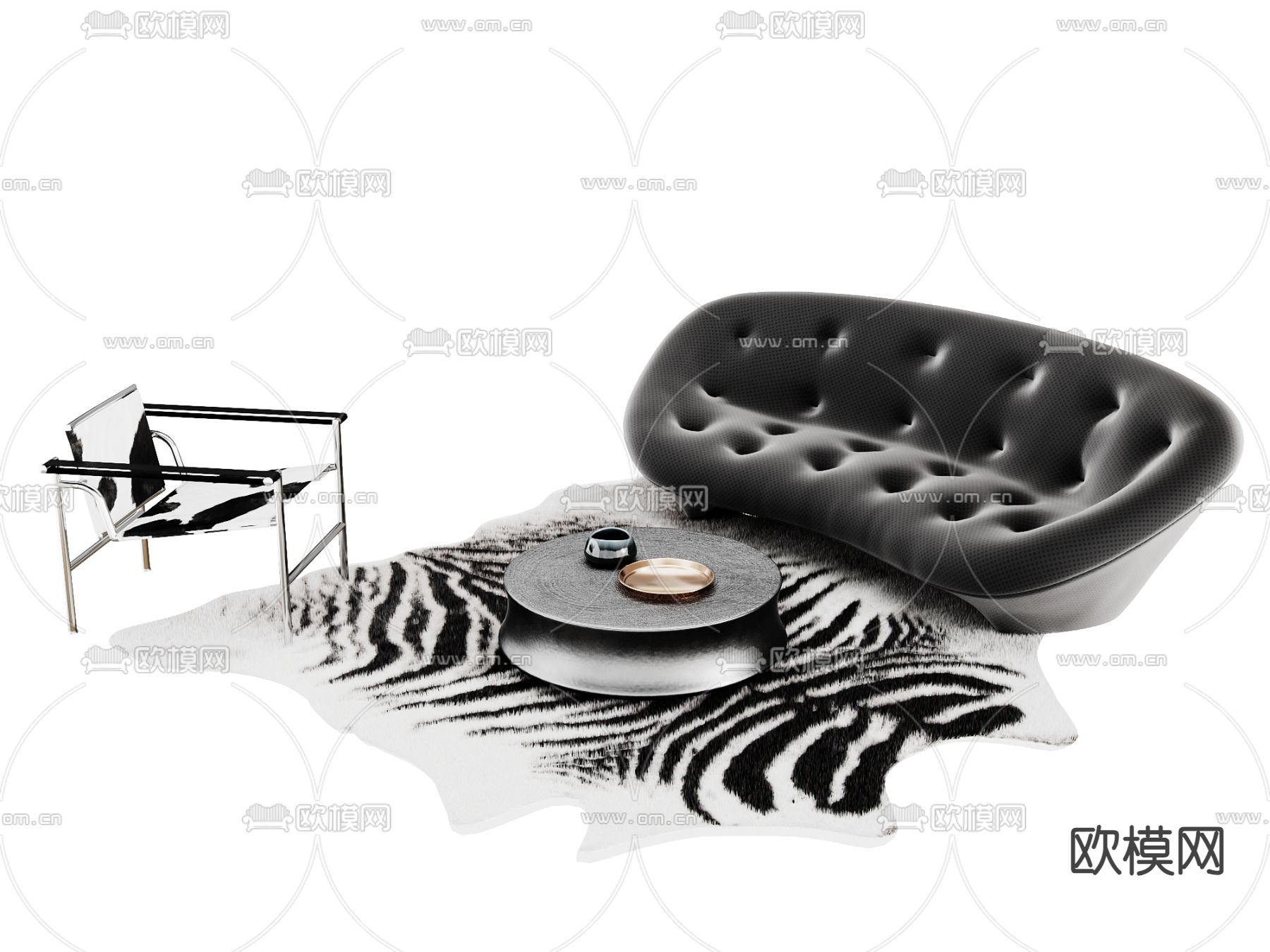 暗黑风沙发 组合沙发3d模型下载