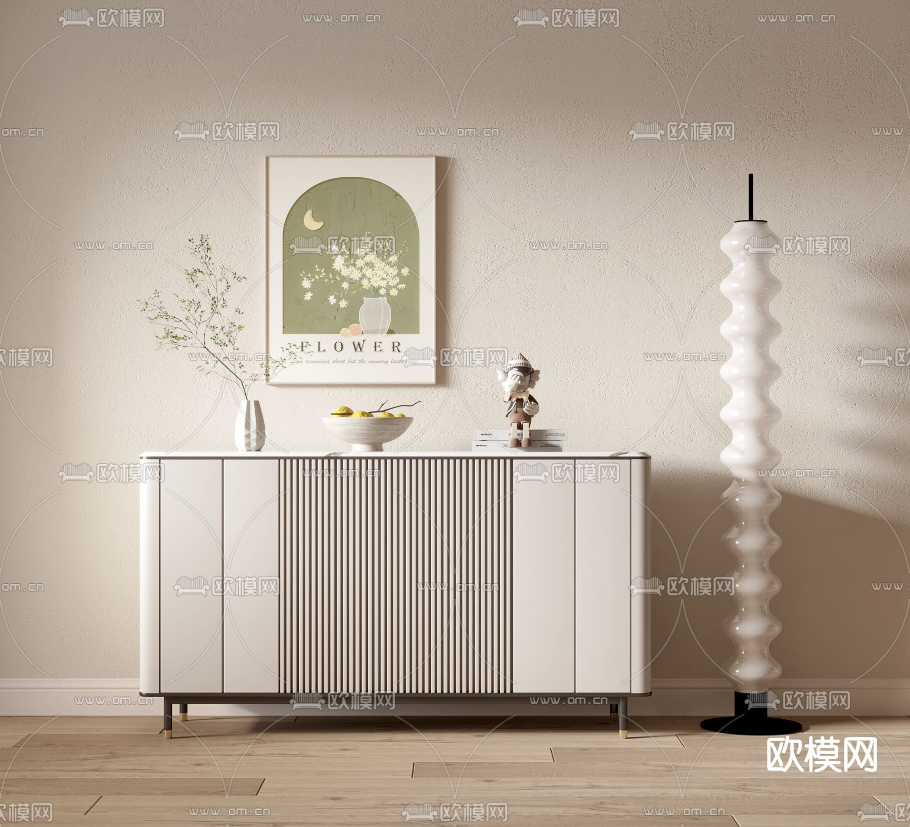 现代玄关柜 边柜su模型下载（渲染图2）