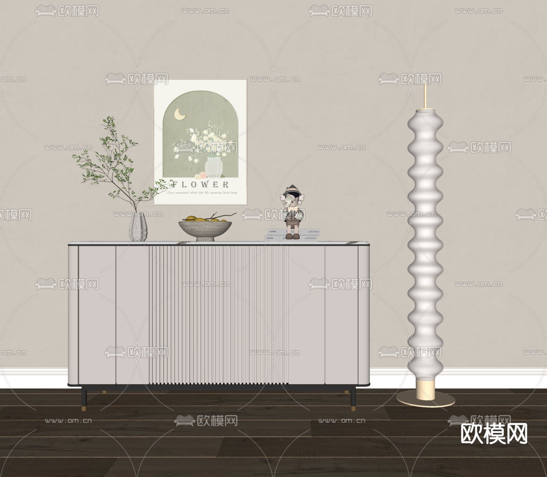 现代玄关柜 边柜su模型下载（渲染图1）