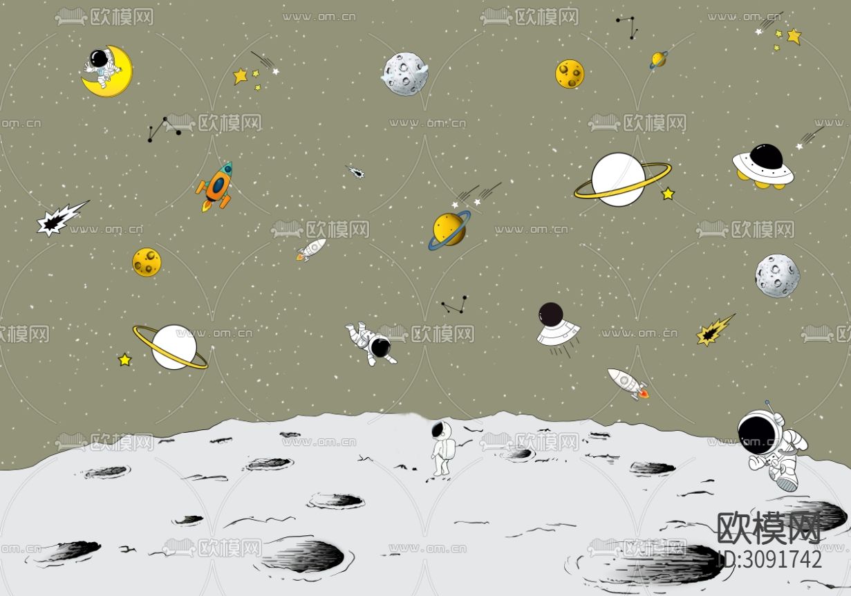 星空宇宙卡通太空宇航员壁纸下载