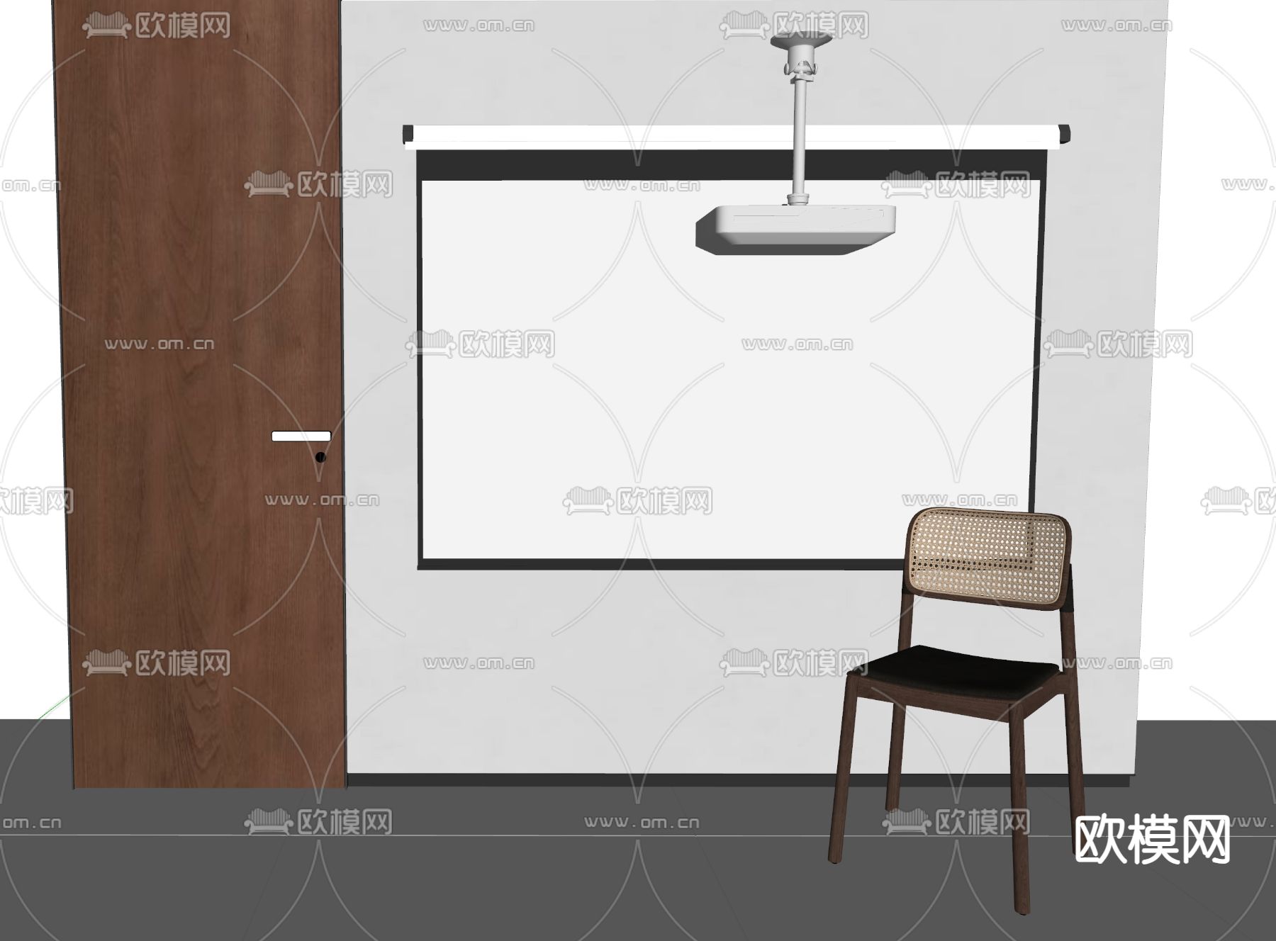 现代投影幕布 投影仪su模型下载（渲染图1）
