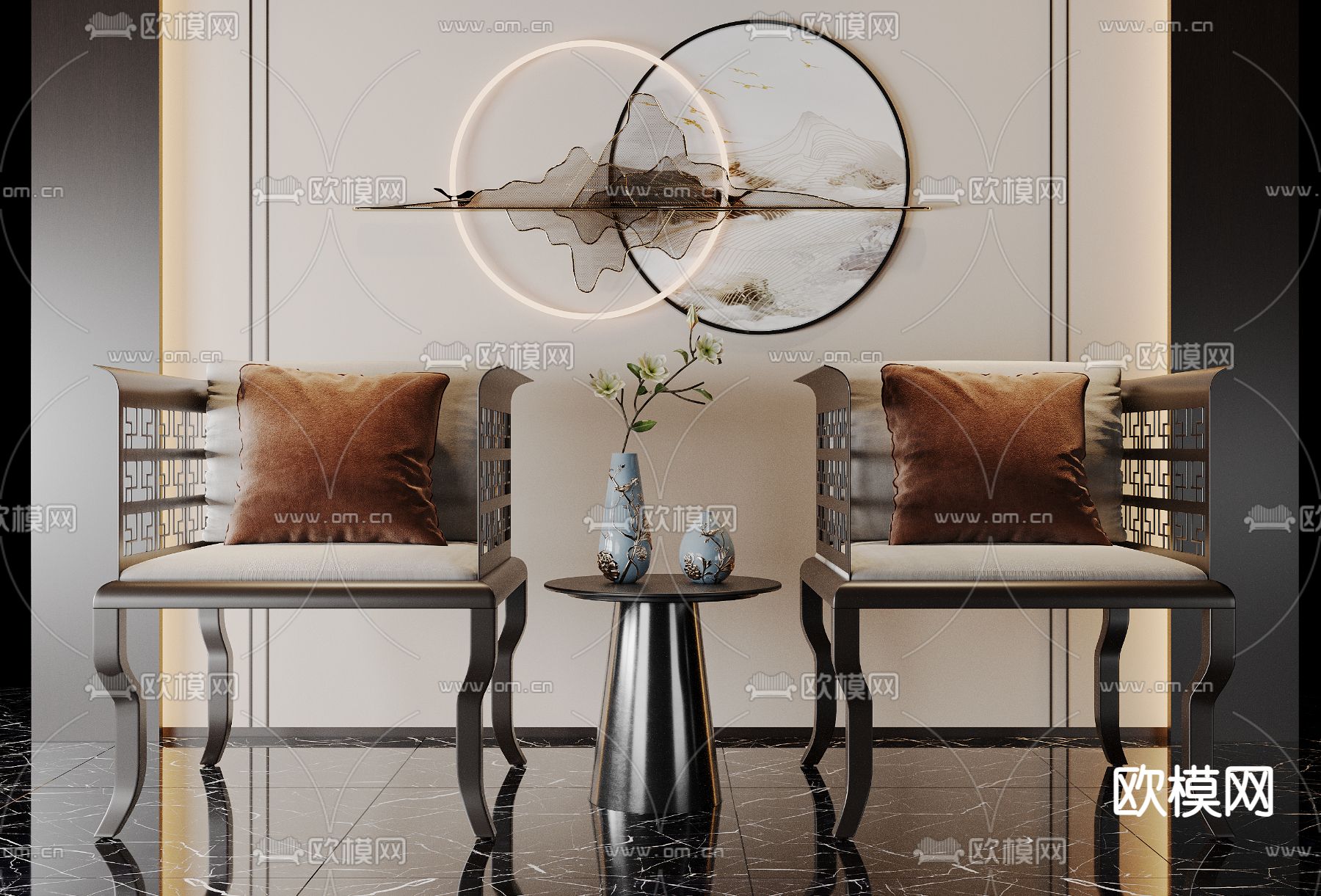 新中式椅子 休闲椅3d模型下载