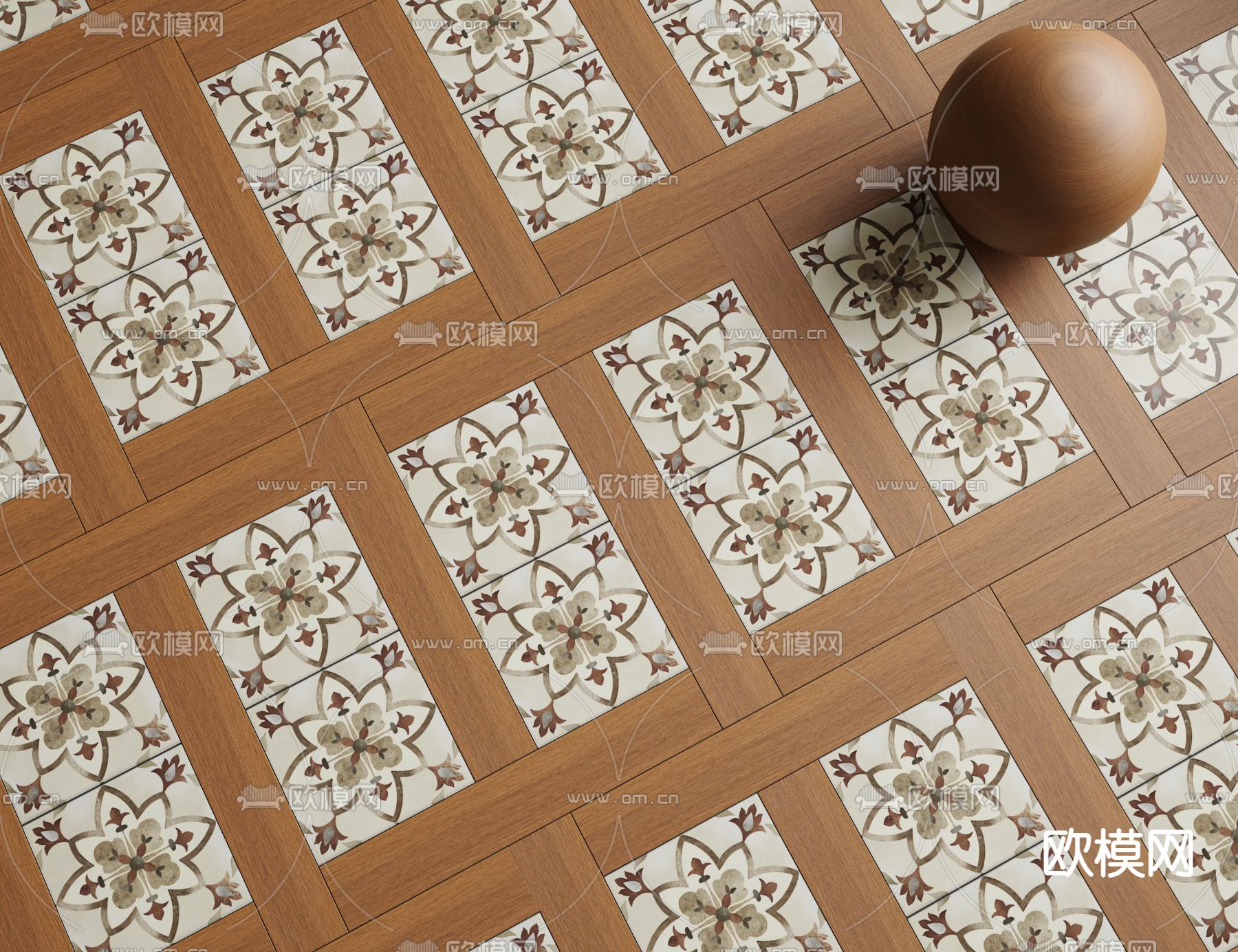 法式复古地砖 花砖 木地板3d模型下载