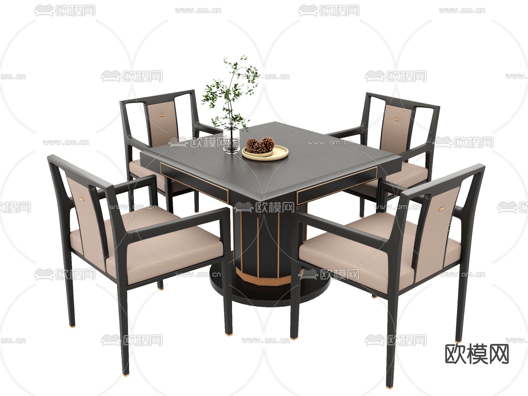 新中式麻将桌 棋牌桌3d模型下载