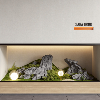 现代庭院小品 景植物堆 微地形su模型