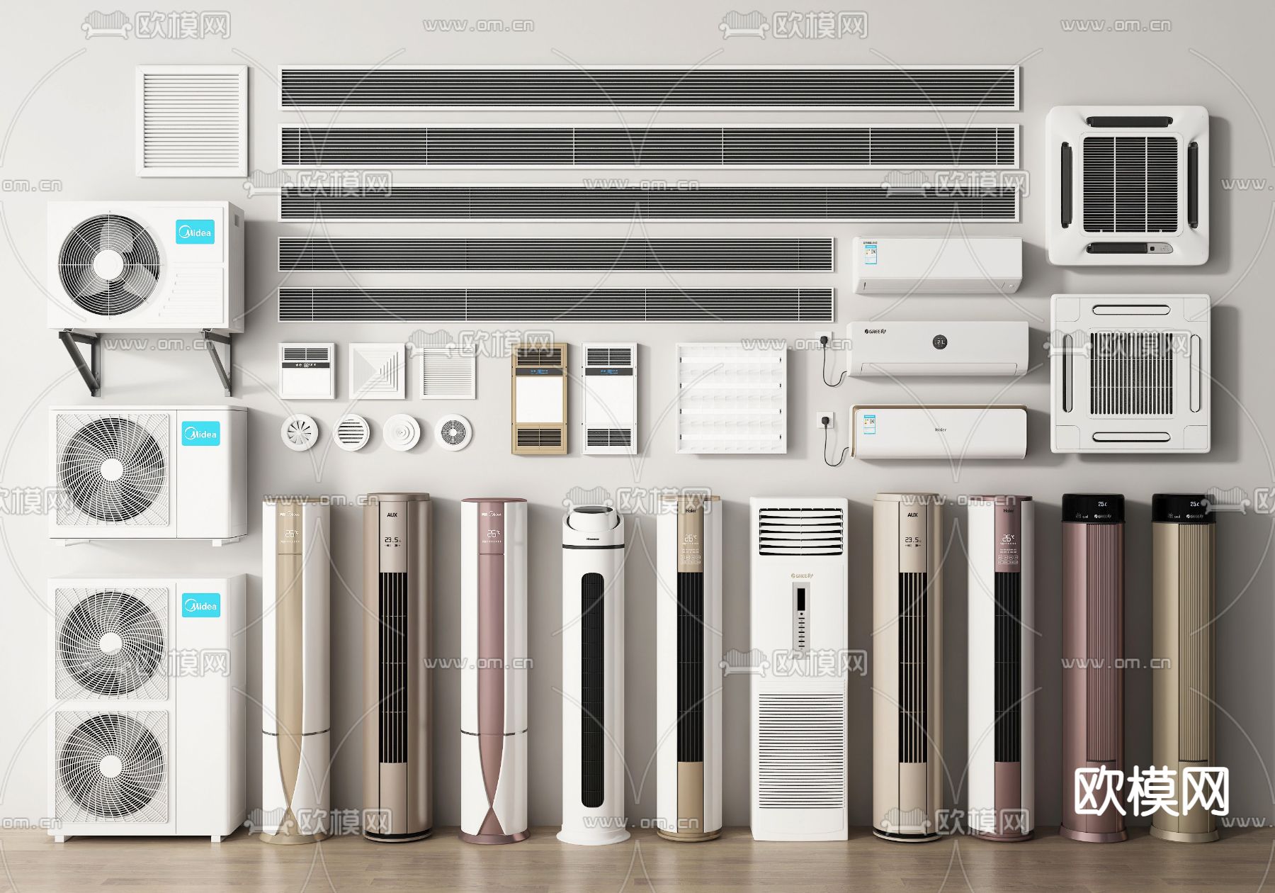 中央空调 空调出风口 空调柜机 空调挂机3d模型下载