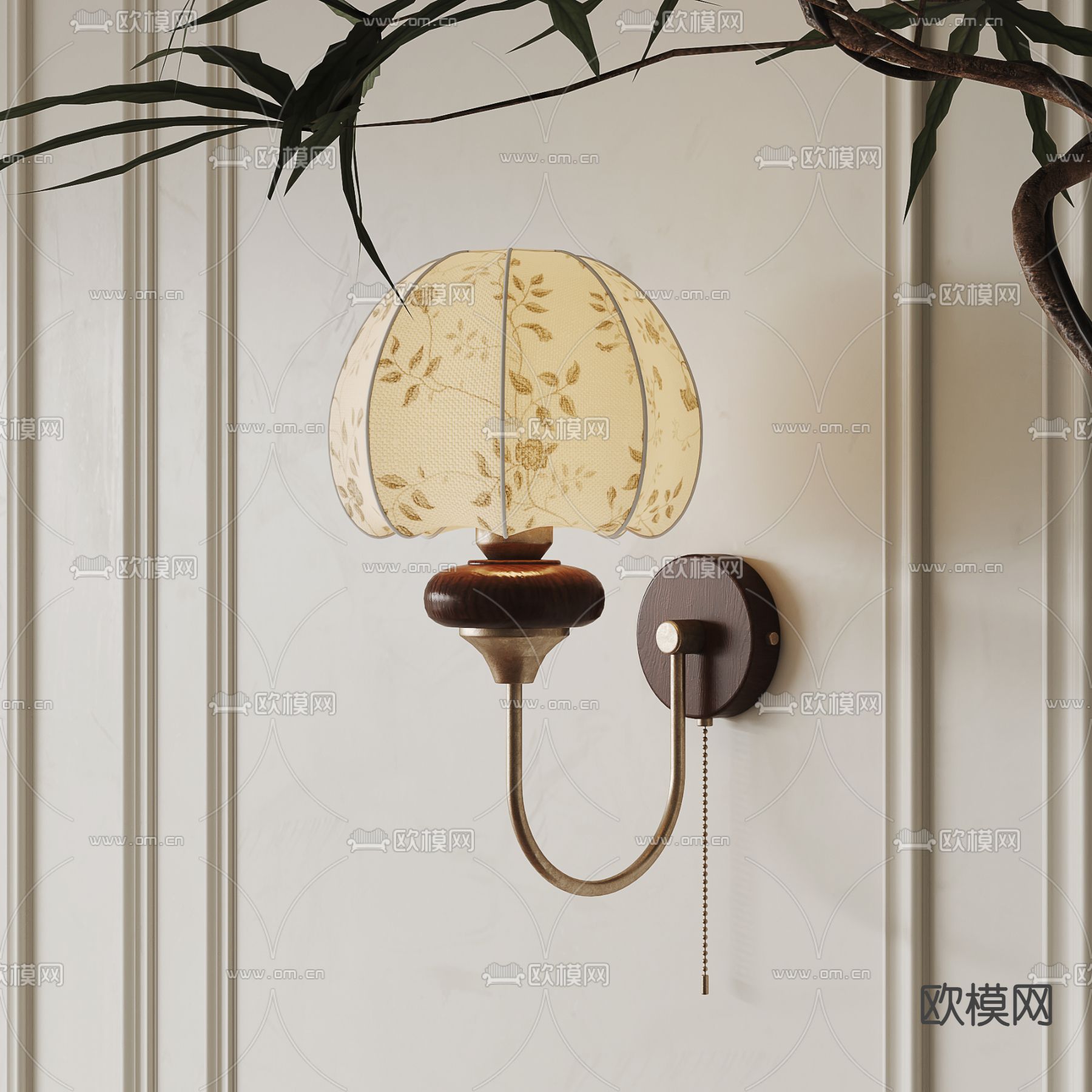 中古风壁灯3d模型下载