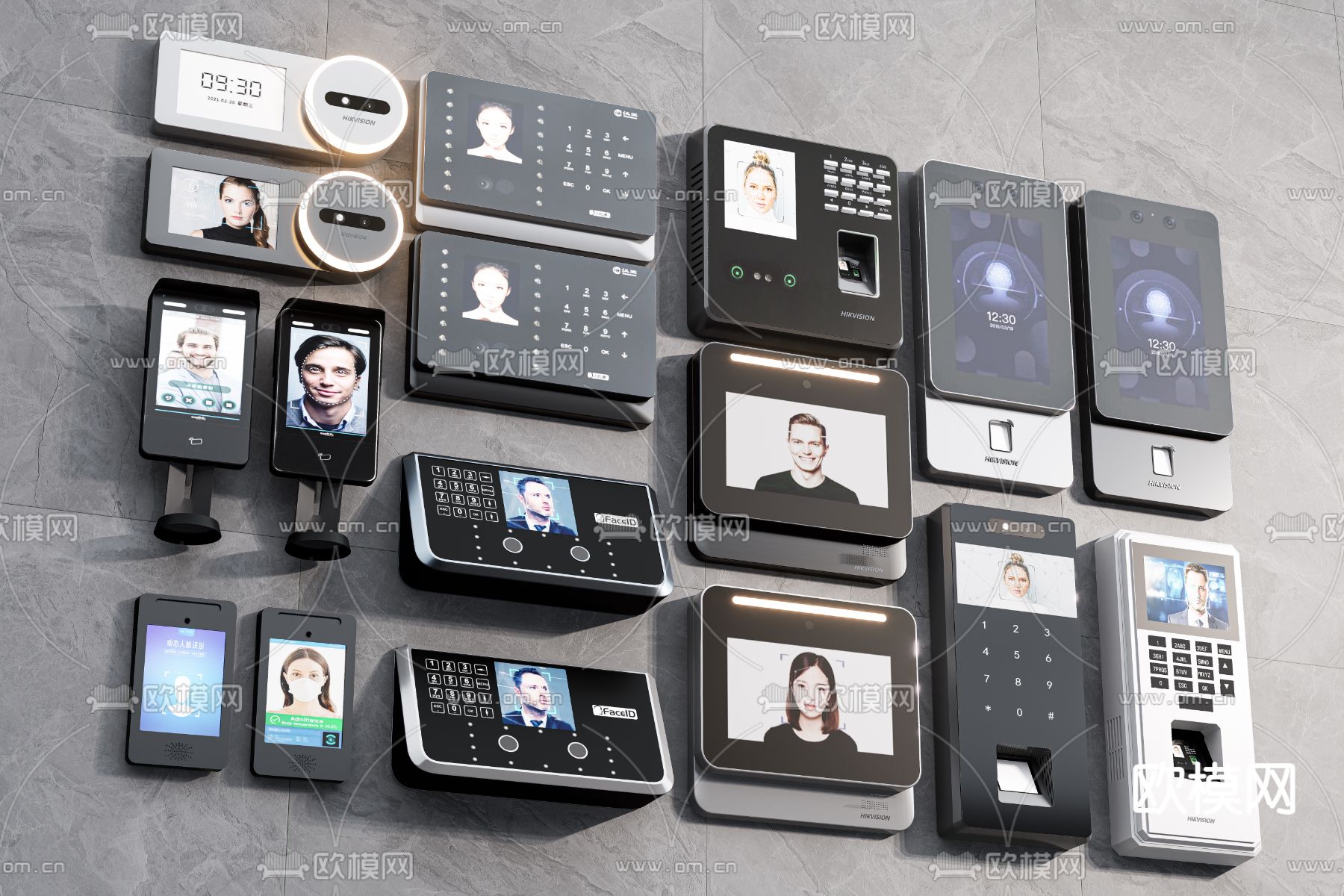 现代门禁机 打卡机 人脸识别机su模型下载（渲染图2）