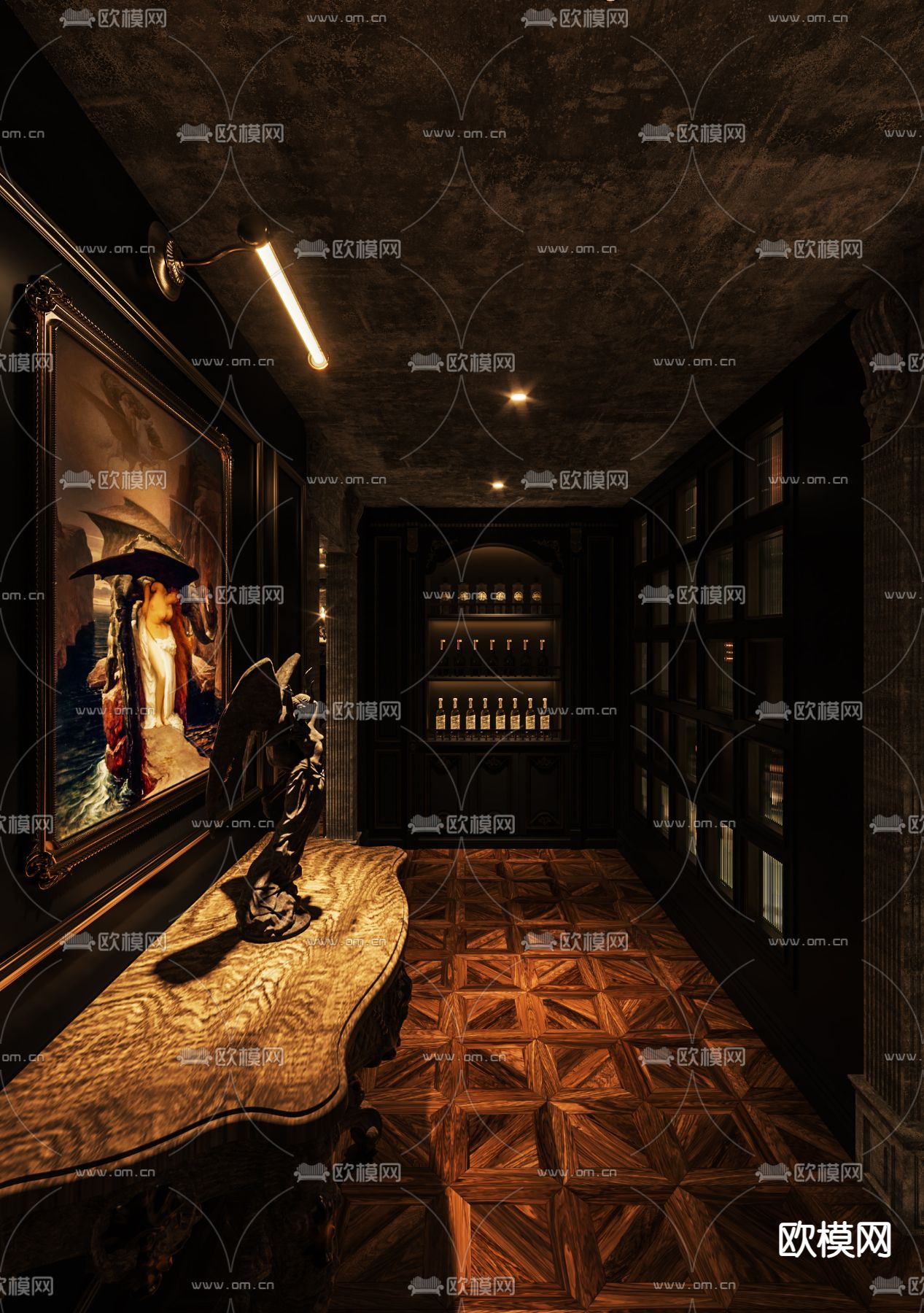 美式酒吧 酒庄 夜总会3d模型下载（渲染图2）