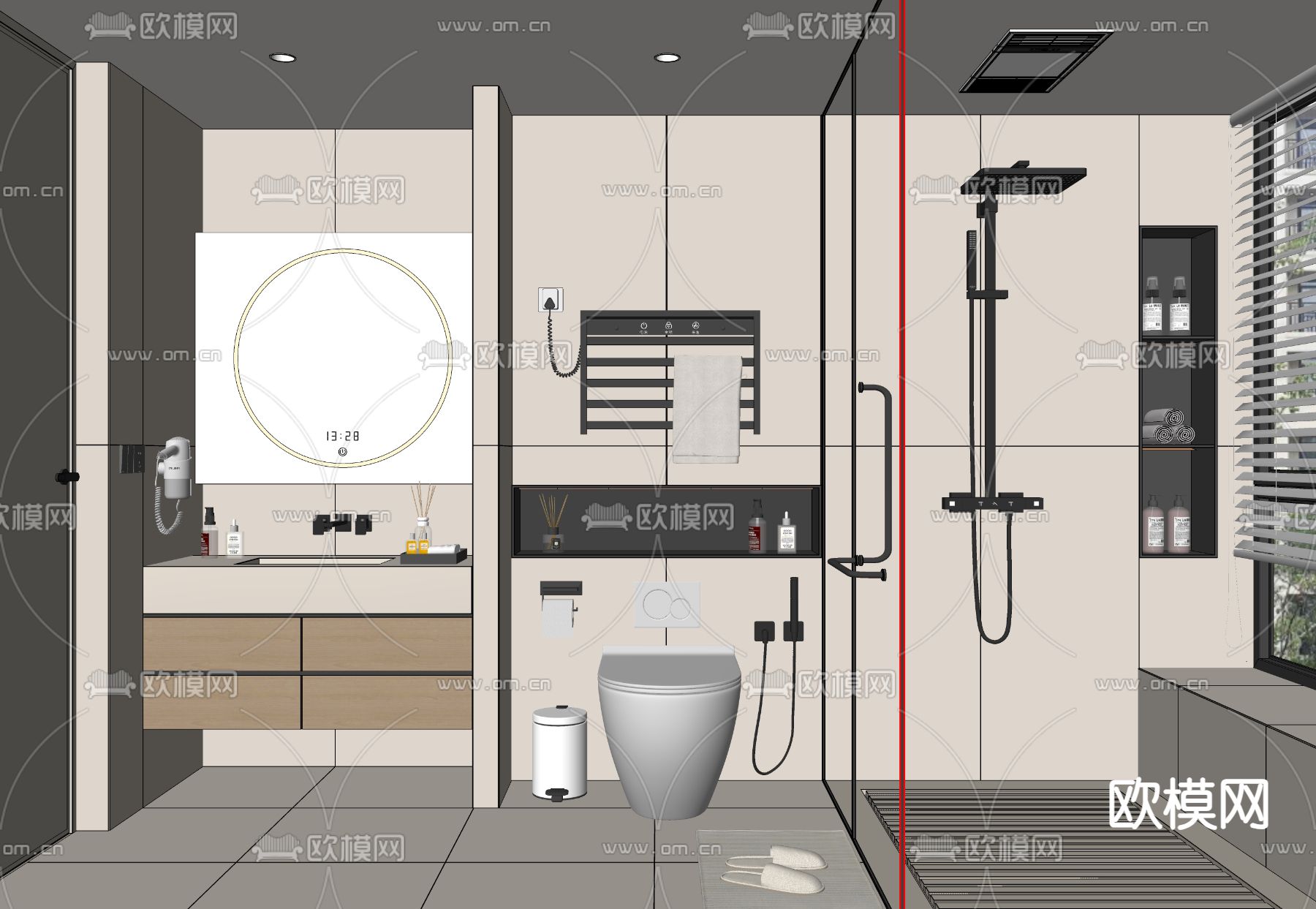 现代卫生间 浴室su模型
