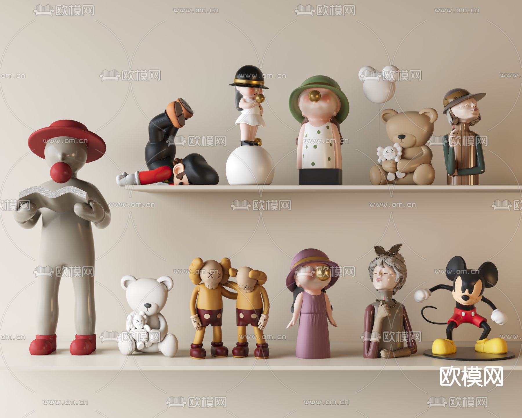 公仔 卡通摆件 雕塑 玩具摆件su模型下载（渲染图2）