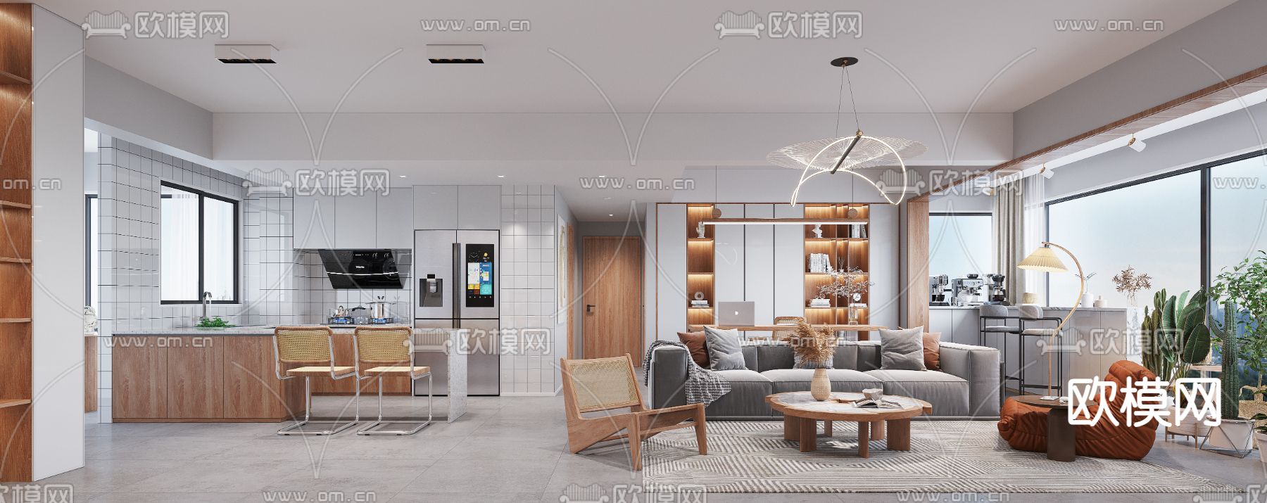 北欧客厅 餐厅3d模型下载（渲染图1）