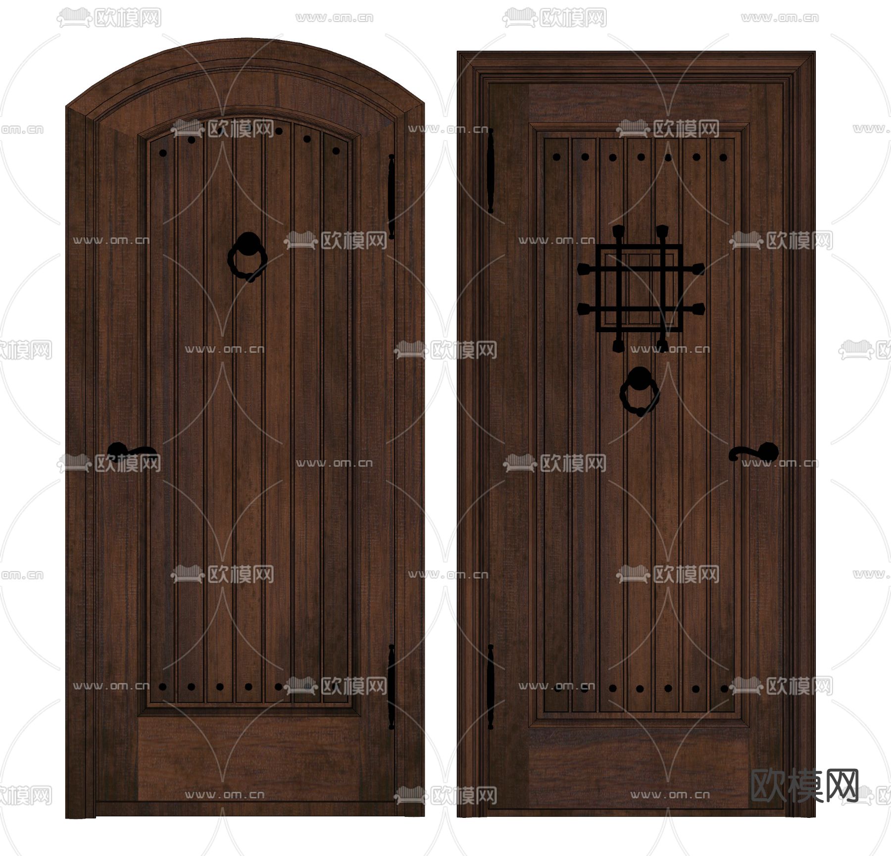 美式复古门 单开门 入户门su模型下载（渲染图1）