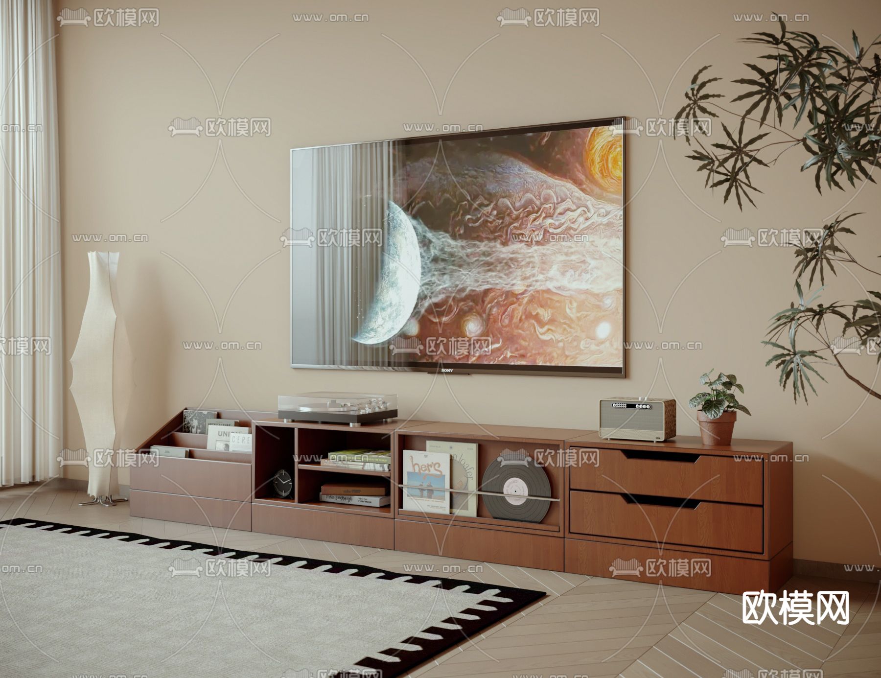 中古风矮书柜 落地柜 置物柜3d模型下载