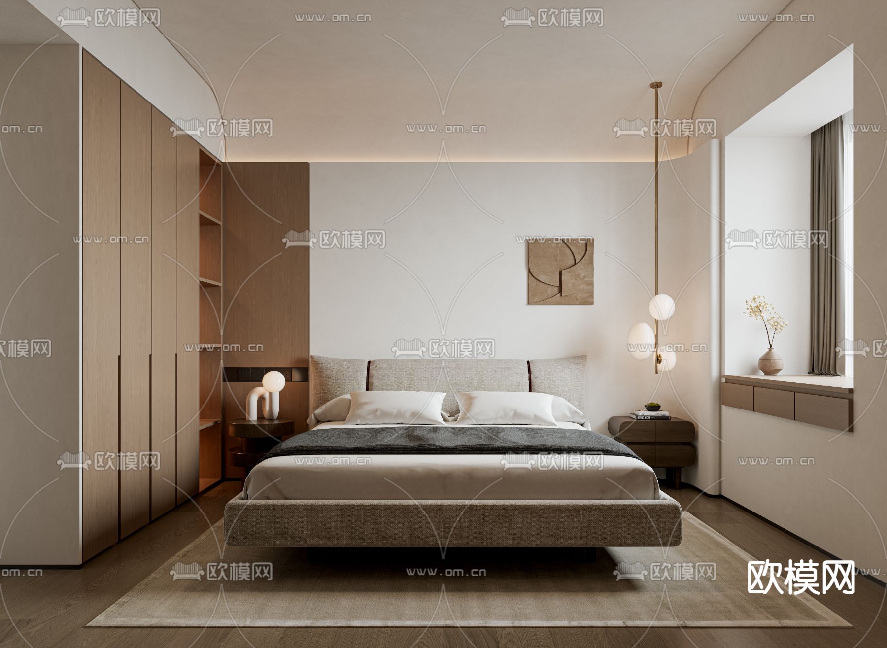 侘寂卧室 主卧 主人房3d模型下载