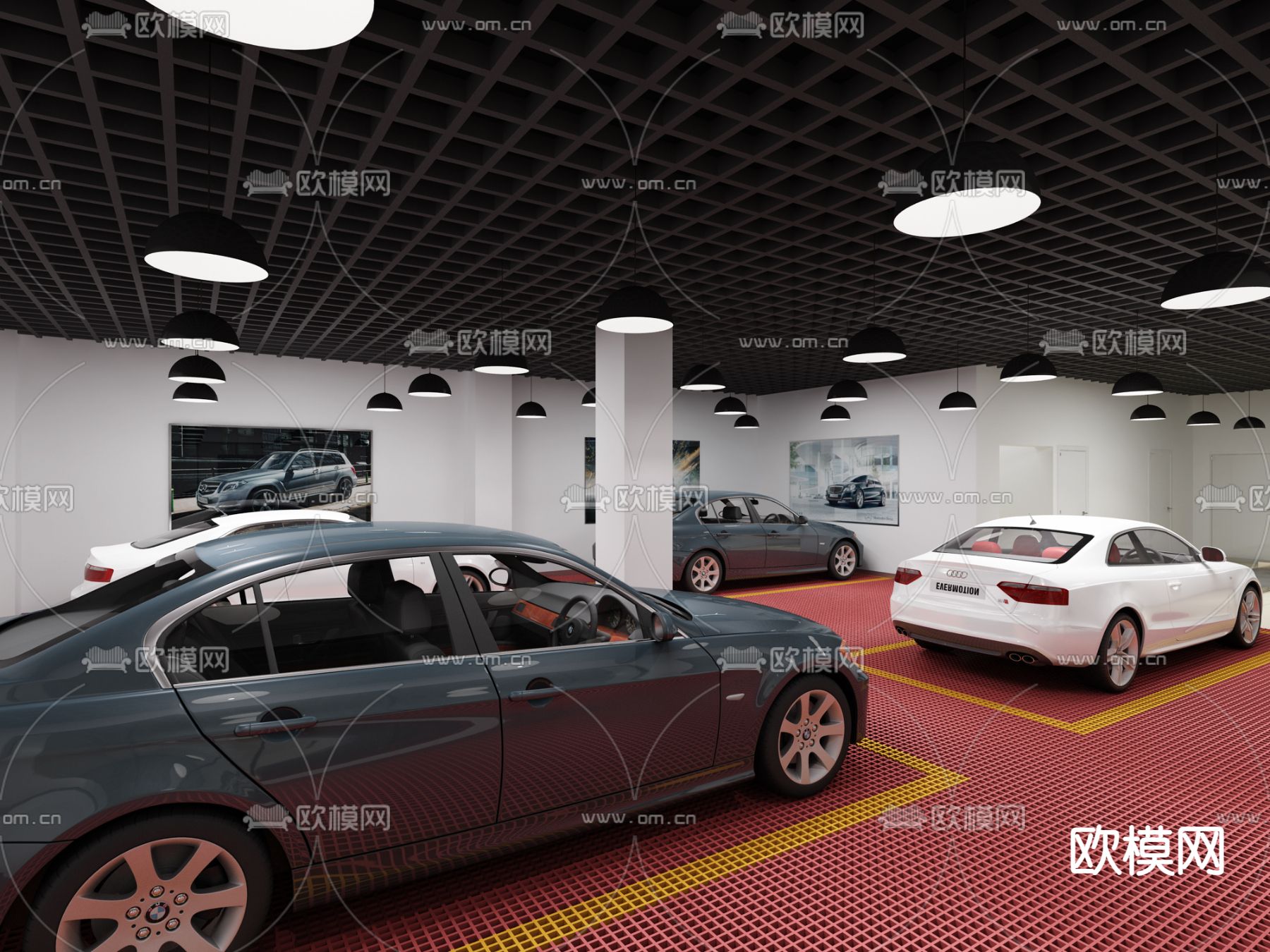 汽修店 洗车行 汽车美容店3d模型下载（渲染图1）