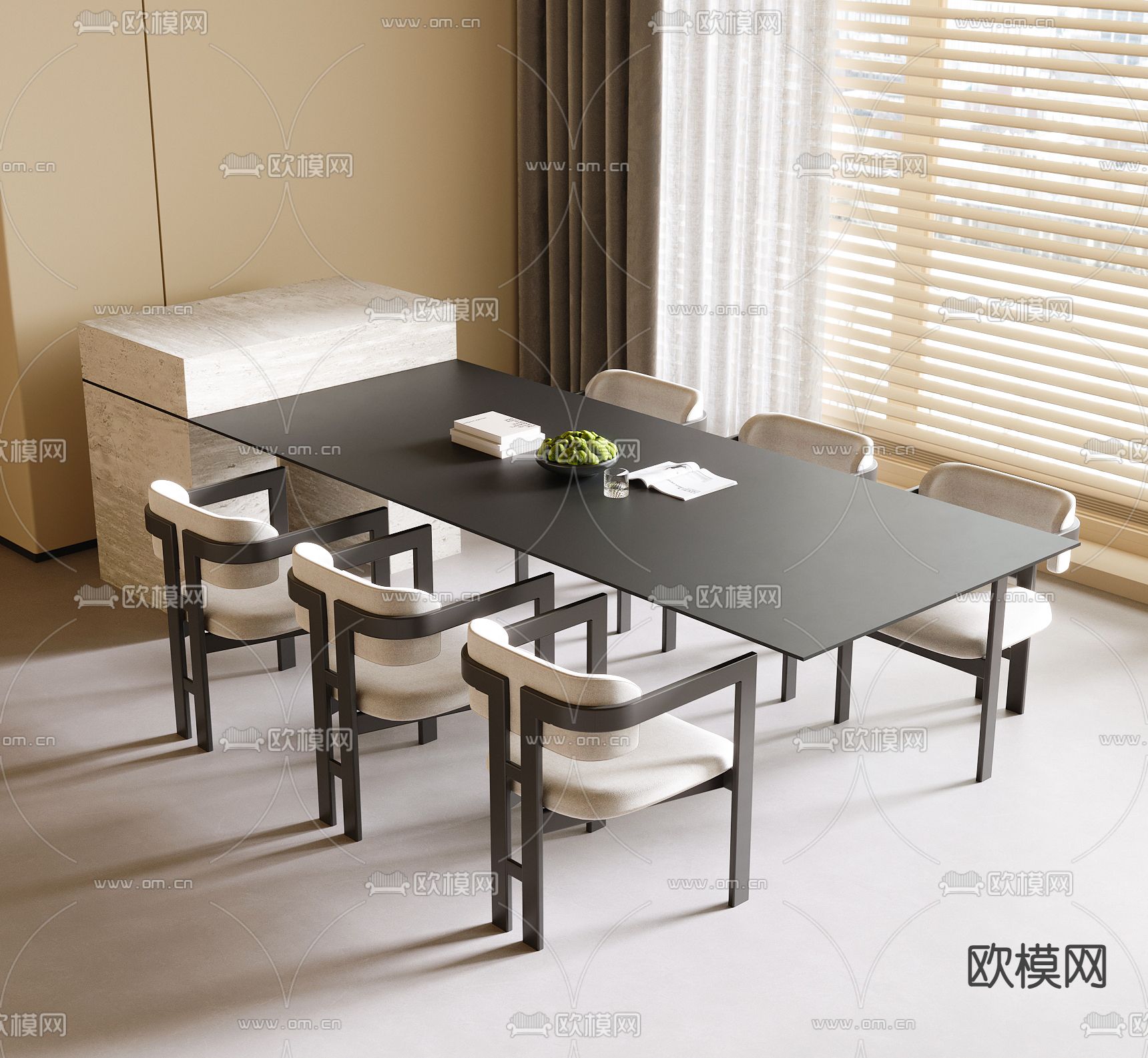 中岛餐桌椅3d模型下载