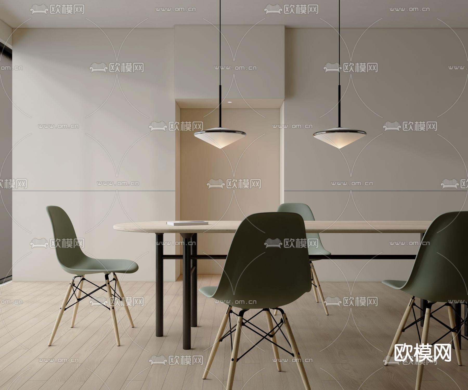 北欧餐桌椅3d模型下载