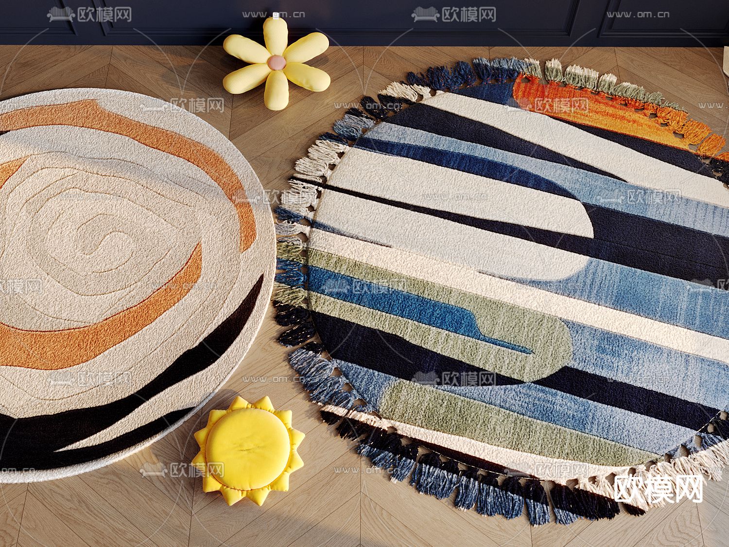 圆形地毯 彩色地毯 抽象地毯3d模型下载