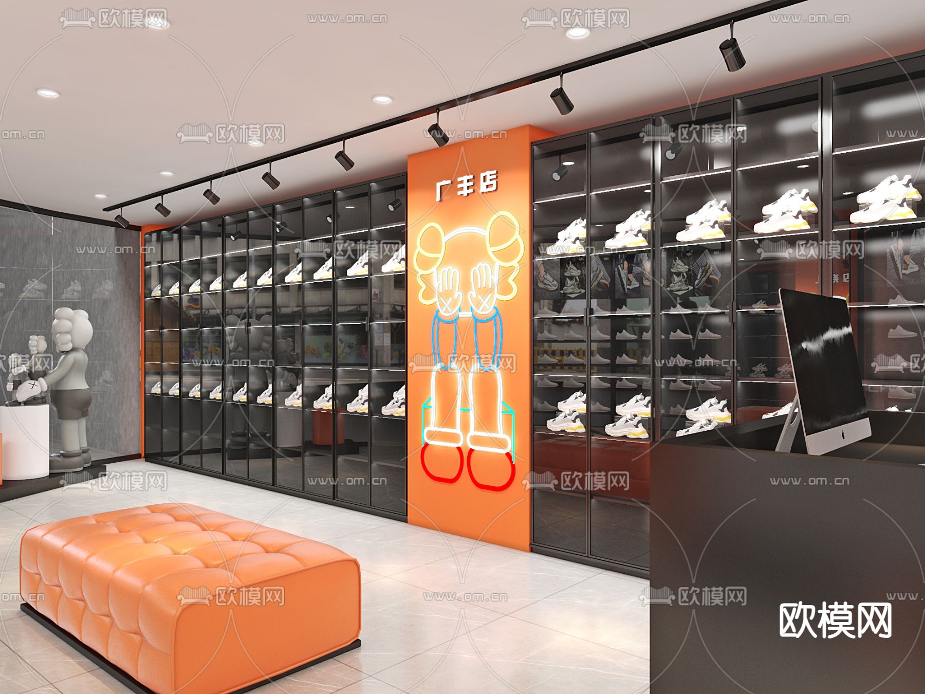 鞋店门头 莆田专卖店3d模型下载（渲染图3）