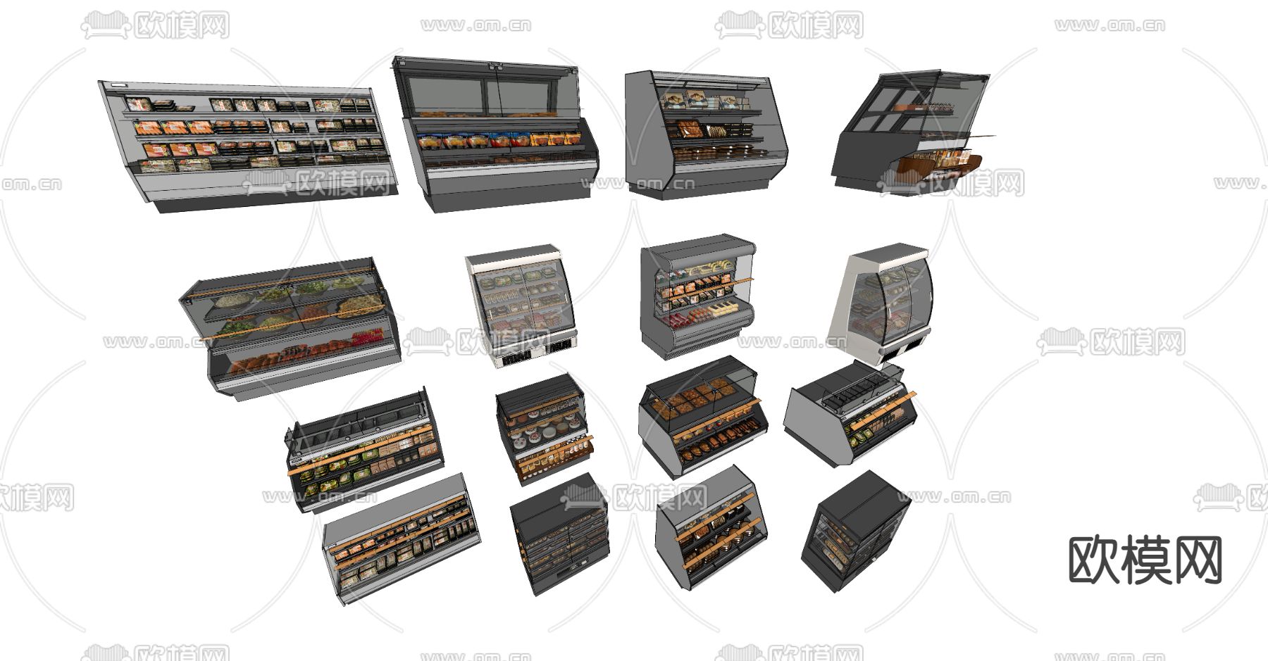 超市冰柜 冷藏柜 食物冷藏柜su模型下载（渲染图1）