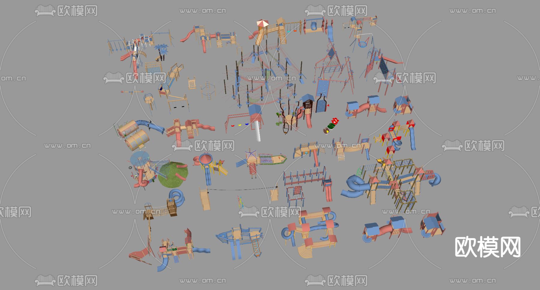 儿童滑梯 滑滑梯 游乐设施su模型下载（渲染图1）