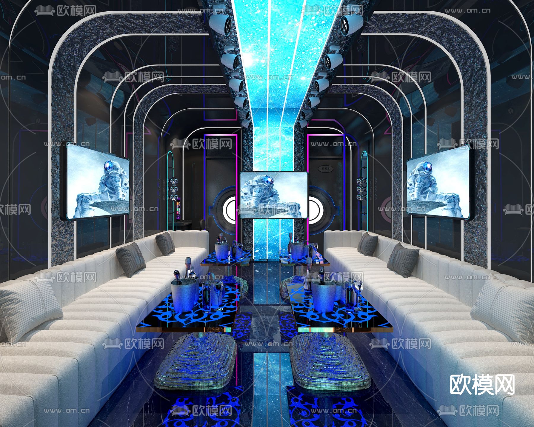 科技风KTV包厢 包房3d模型下载（渲染图2）