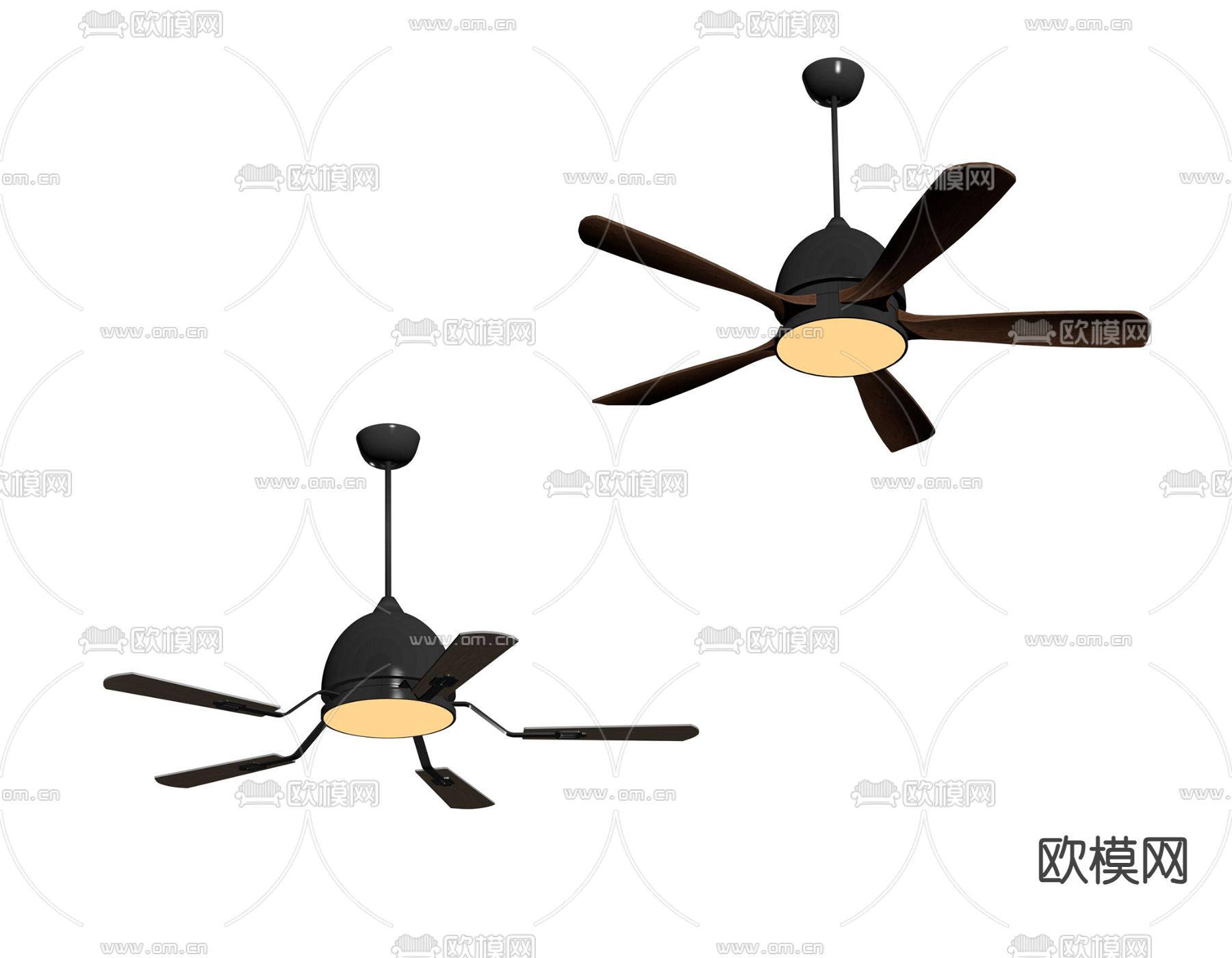 侘寂风扇吊灯su模型下载（渲染图1）