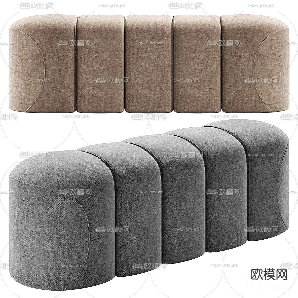 Meridiani 凳子 坐凳 沙发凳 换鞋凳3d模型下载（渲染图2）