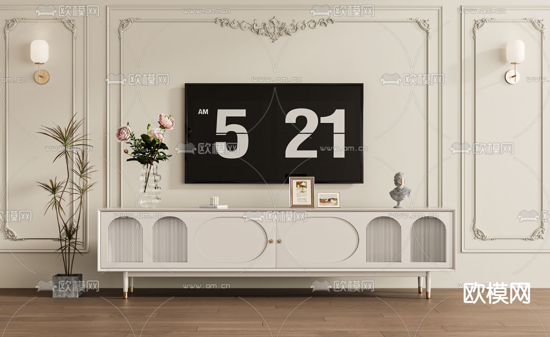 法式电视柜3d模型下载