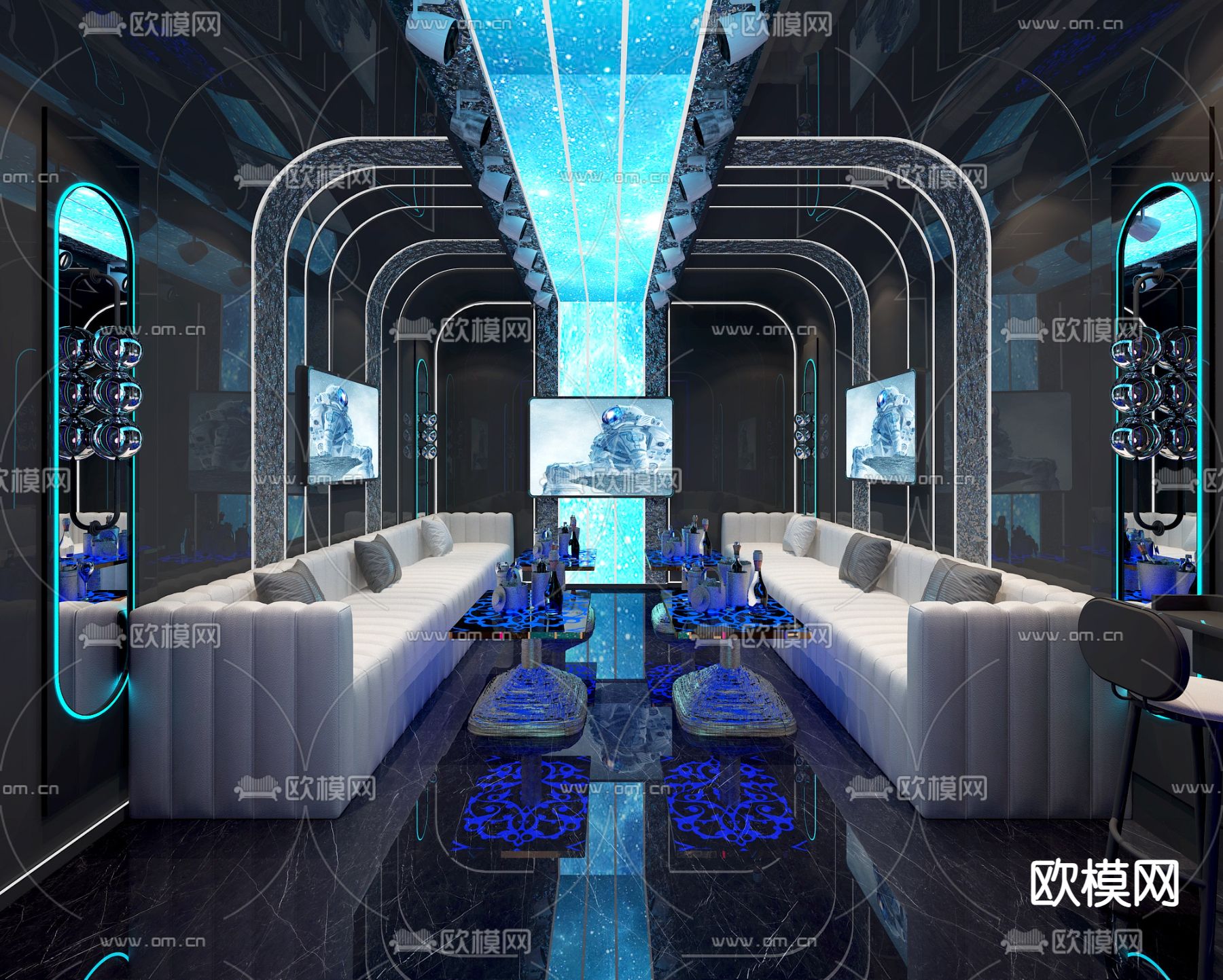 科技风KTV包厢 包房3d模型下载（渲染图1）