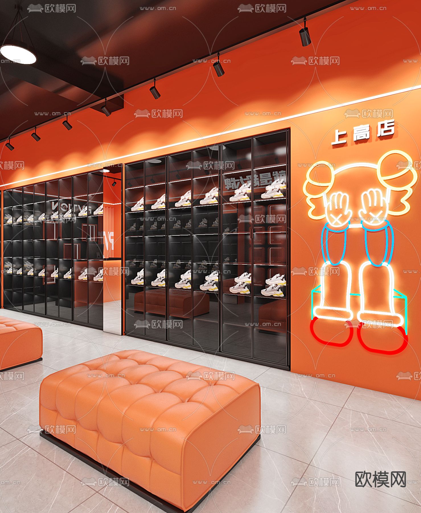 莆田鞋店门头3d模型下载（渲染图2）