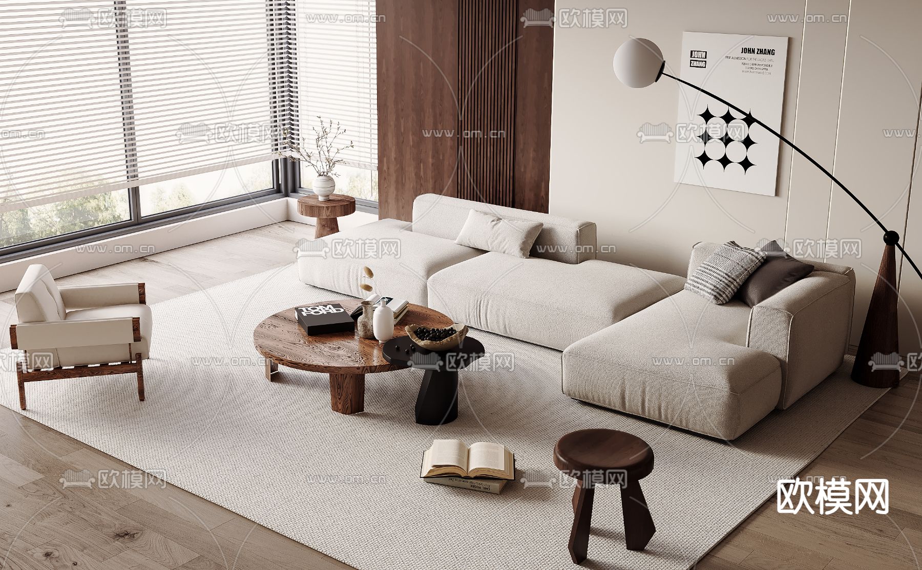 中古风沙发 组合沙发3d模型下载