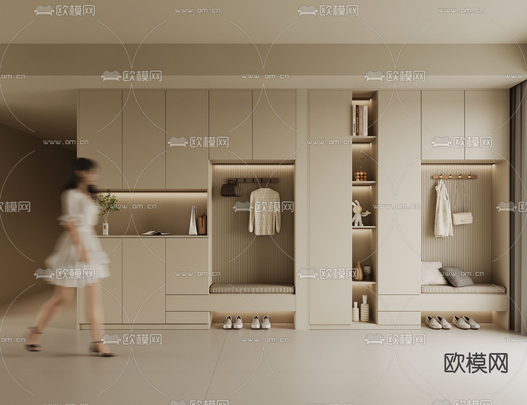 现代鞋柜su模型下载（渲染图2）
